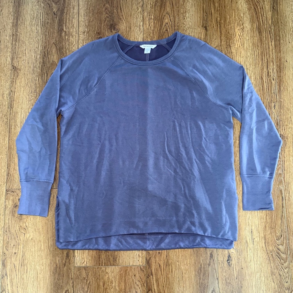 Athleta Coaster Luxe Sweatshirt Purple Dusk Crew Neck Pullover XL Cozy Lounge